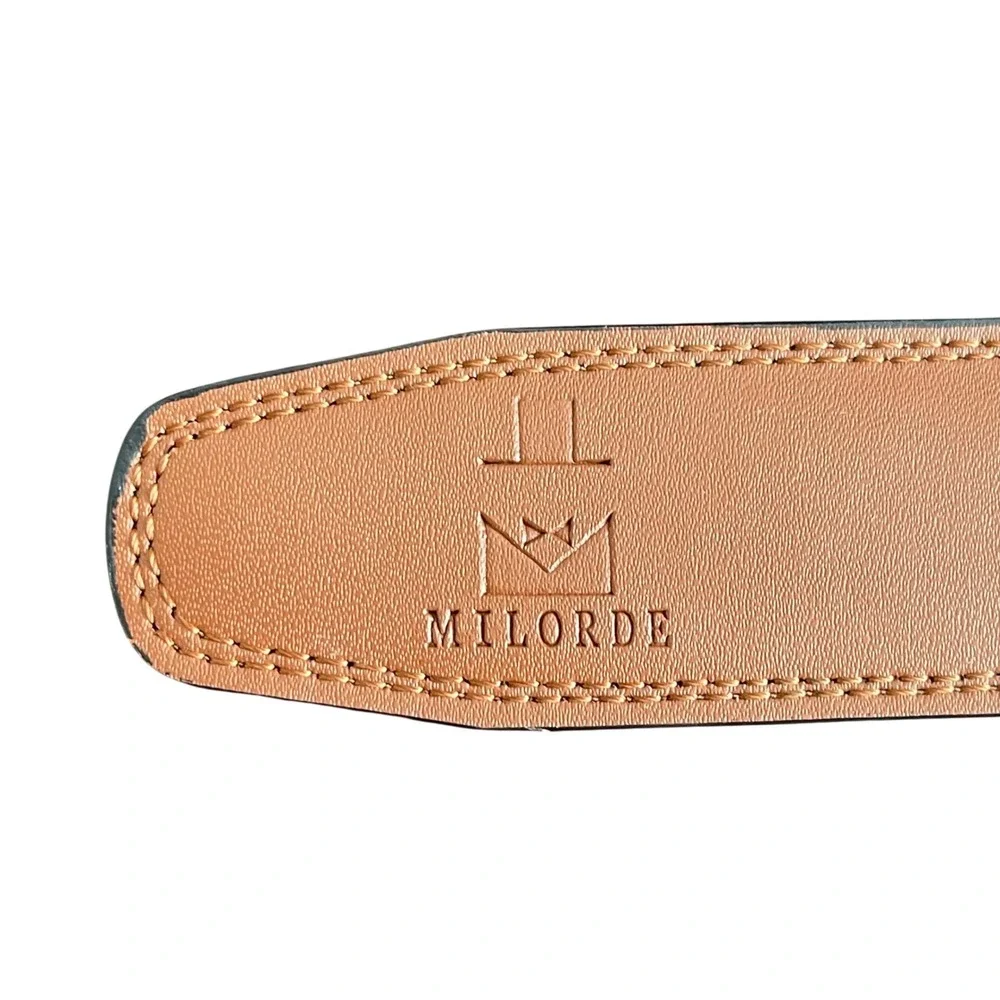 Milorde Men's Genuine‎ Leather Belt Brown Dress Casual Size 44